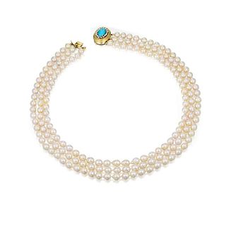 A Three Strand Baroque Pearl Necklace