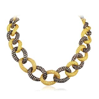 Vagelis Diamond and Sapphire Chain Link Necklace