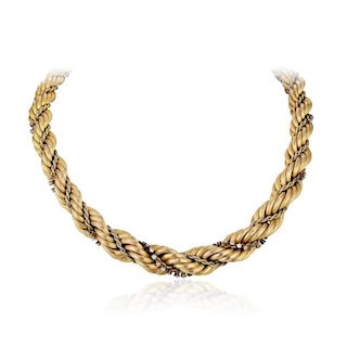 A Gold and Diamond Rope Necklace