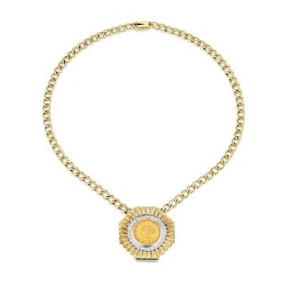 A Gold Coin Pendant Necklace