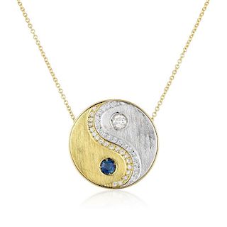 A Yin Yang Symbol Diamond Pendant Necklace