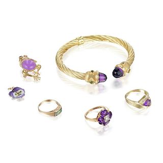 A Lot of Gold and Purple Stone Jewelry