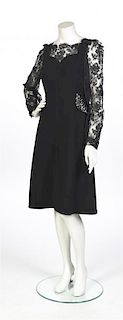A Pauline Trigere Black Wool Crepe Dress,