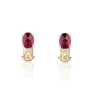 A Pair of Rubellite and Diamond Earrings