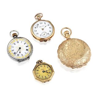 Lot of Three Gold Filled and One Silver Pocket Watches