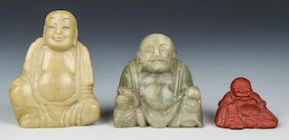 Lot of 3 Old Chinese Carved Hardstone Buddhas