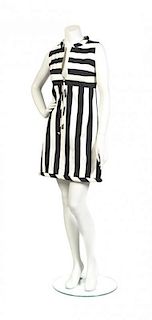 A Youth Guild Black and White Striped Cotton Dress,
