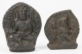 Pair of Old Tibetan or Burmese Clay Votive Plaques