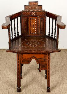 Antique Syrian Inlaid Wood Chair
