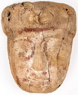 Egyptian Carved Wood Sarcophagus Mummy Mask