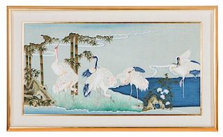 Chinese gouache on silk (Mid 20th C)