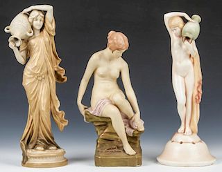 3 Bohemian Art Nouveau Porcelain Statuettes