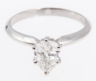 Pear 1.01ct Ladies 14kt. White Gold Knife Edge Solitaire Engagement Ring