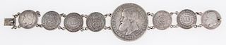 Old Coin Bracelet with 8 Antique Brazilian Silver Coins