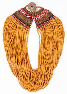 Naga Tribal Mustard Glass Bead Necklace