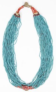 Naga Tribal Turquoise Royal Glass Bead Necklace