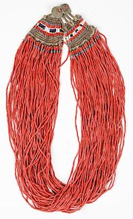 Naga Tribal Red Glass Bead Necklace