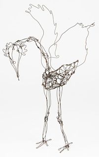 Thai Varick (American, 1941 - 2001) Wire Sculpture of a Flamingo