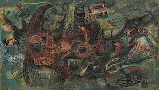 Angel Acosta Leon (Cuban, 1932-1964) Abstract Painting, 1950's