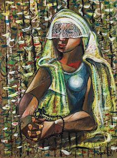 Carlos Sobrino (Cuban, 20th c) Veiled Woman, 1963