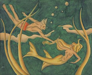 Gustave Kaitz (American, 1913-1992) Swimmer and Mermaid