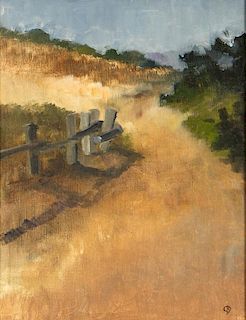 Christine Drake Donahower (20th c.) Landscape "Fence and Beyond"