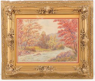 Willard LeRoy Metcalf (1858-1925) Watercolor Landscape