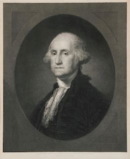 Antique 19th c. Engraving George Washington, after Gilbert Stuart by William Marshall