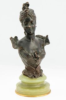 Antique French Bronze Bust, Signed Maignan
