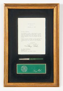 Framed President Jimmy Carter Bill Signing Pen