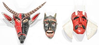 2 Vintage Mexican Diablo/Devil Masks & Bull Mask (3)