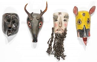 4 Vintage Mexican Festival Masks