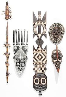 Collection of 6 African/Ethnographic Masks and Other Items