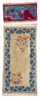 2 Old Chinese Art Deco Small Rugs