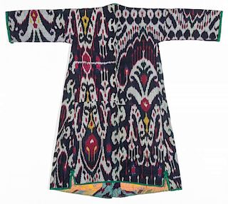 Antique Central Asian Silk Ikat Kaftan