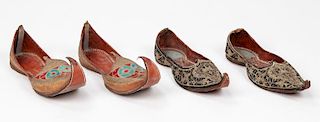 2 Pairs of Antique Ottoman Embroidered Shoes