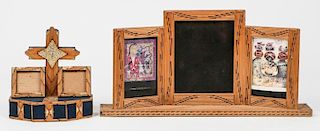 2 Vintage American Folk Art Matchstick Frames