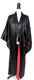 Chinese, Silk Embroidered Dragon Robe