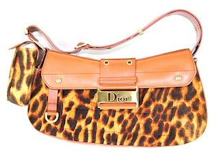 Christian Dior suede Cheetah print Hand Bag