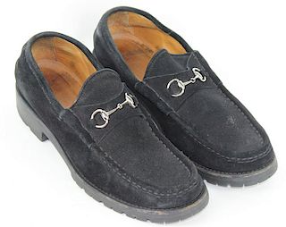 Gucci Black Suede Loafers, Size 11