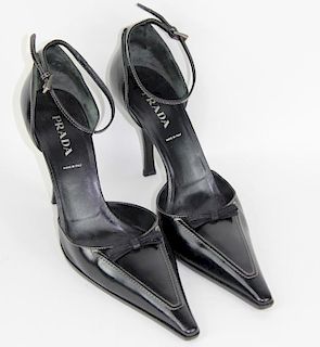 Prada Black Leather Heels, 41