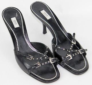 Prada Black Leather Heels, Size 40