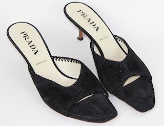 Prada Black Suede Heels, Size 41