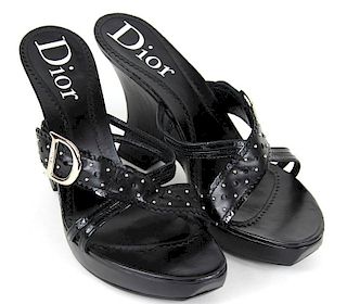 Christian Dior Black Leather Heels, Size 41