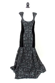 Theia Black Velvet Gown, 14