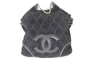 Large Chanel Black Suede & Leather Tote Bag