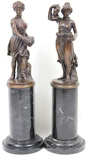 20th Century Bronze Sculptures, Pair