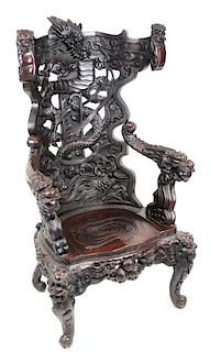 Large, Japanese, Dragon, Emperor Chair