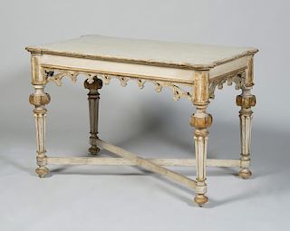 NEO-GOTHIC PAINTED AND PARCEL-GILT TABLE