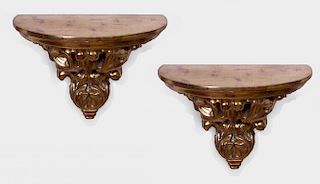 PAIR OF LARGE CONTINENTAL GILTWOOD WALL BRACKETS